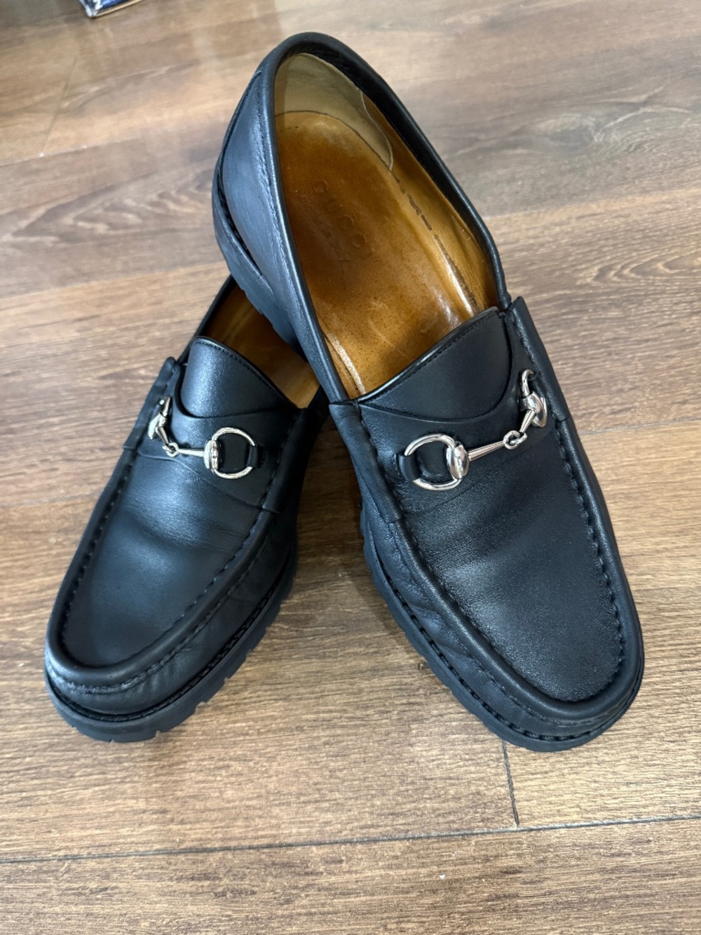 Gucci Horsebit Loafers – Black Leather Lug Sole – Size 11
